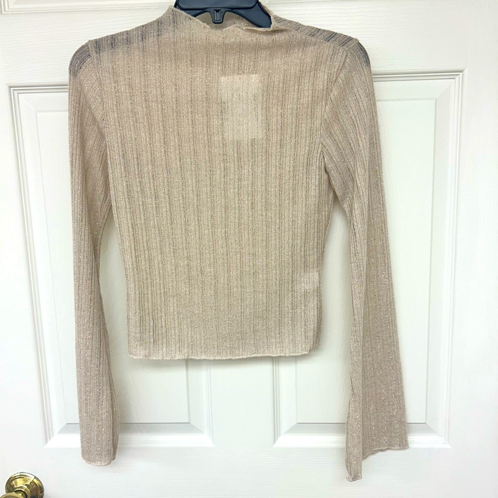 Sadie X Sage Sheer Sparkle Mock neck top Size S NWT